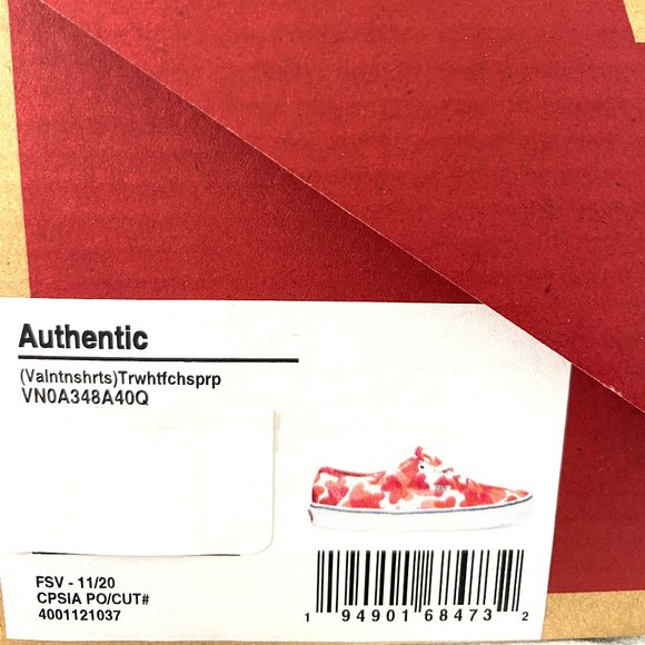 VANS Authentic Valentines ❤️ White Red Shoes Heart Pattern Women's VN0A348A40Q - Picture 10 of 11